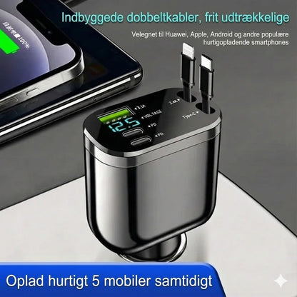 5-i-1 billader til for- og bagsæde – med forlængerkabel