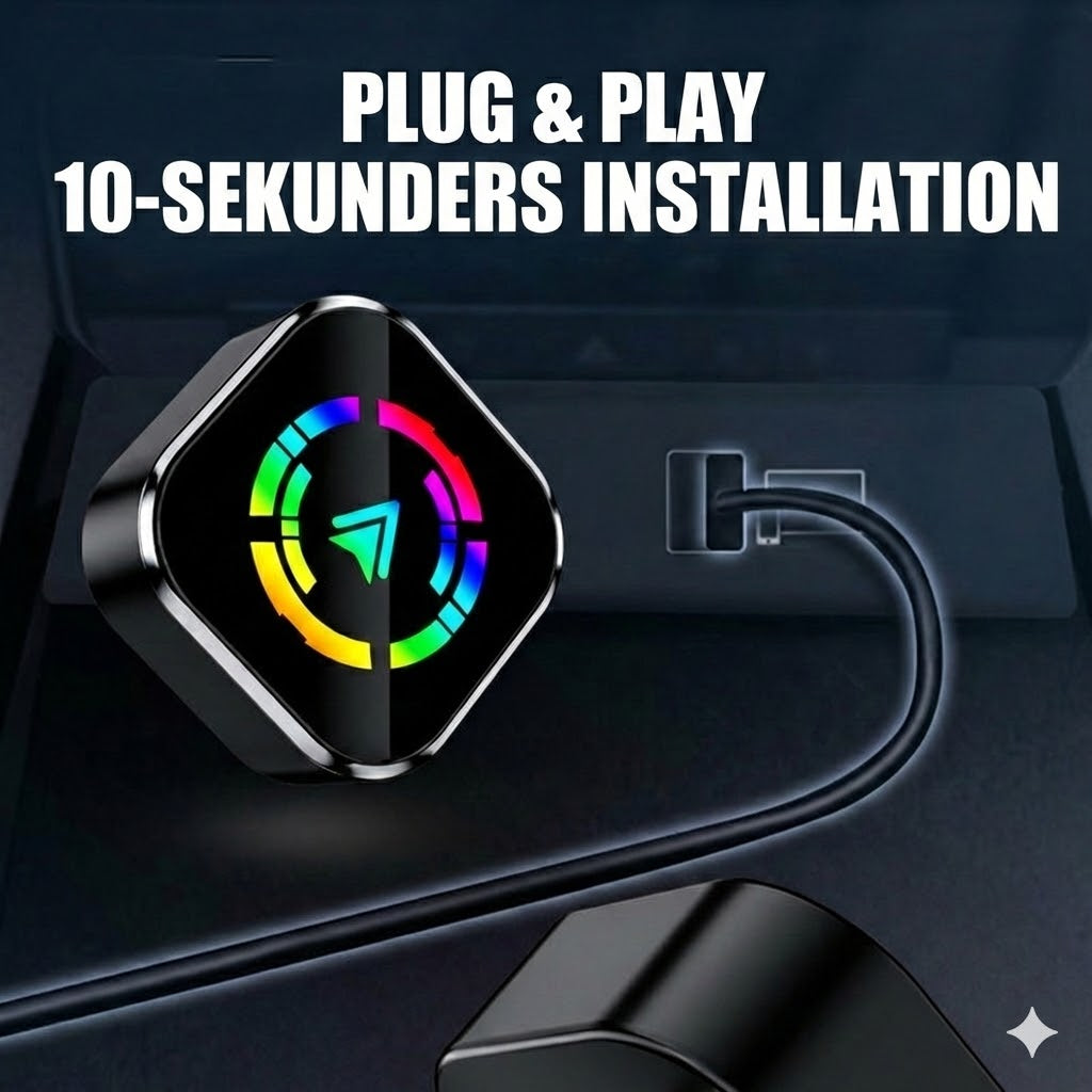 Trådløs 2-i-1-adapter til iPhone og Android Auto