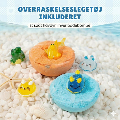 【12 stk.】Magiske badebomber med overraskelse – indeholder legetøj med havdyr
