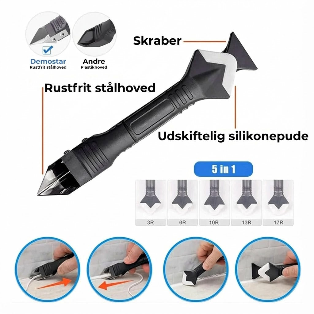 3-i-1 fugeværktøj – silikonefjerner og skraber