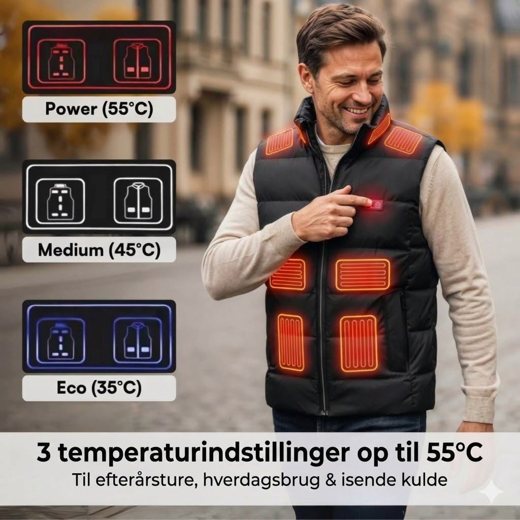 Genopladelig varmevest (med USB-port)