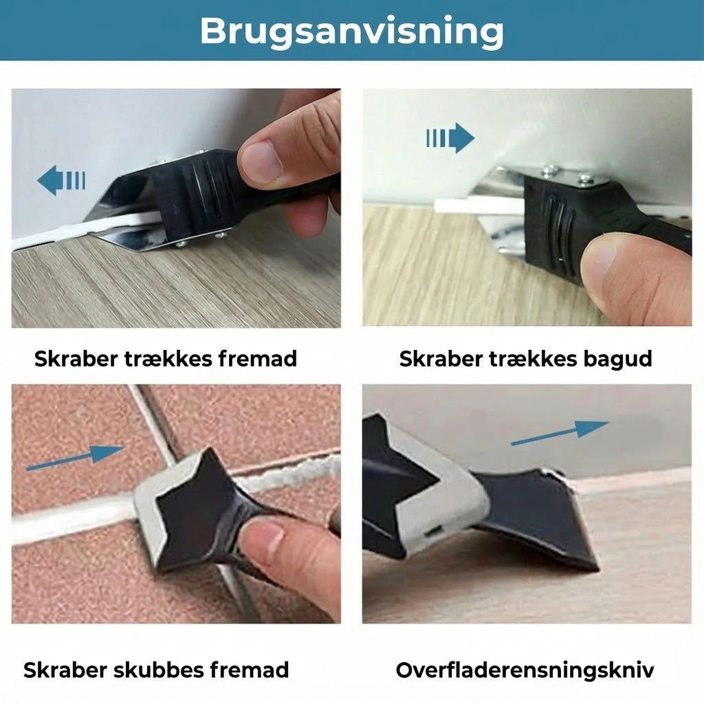 3-i-1 fugeværktøj – silikonefjerner og skraber