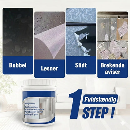 Frostet glas-maling – flydende privatlivsfilm (mat- og sandblæsningseffekt)