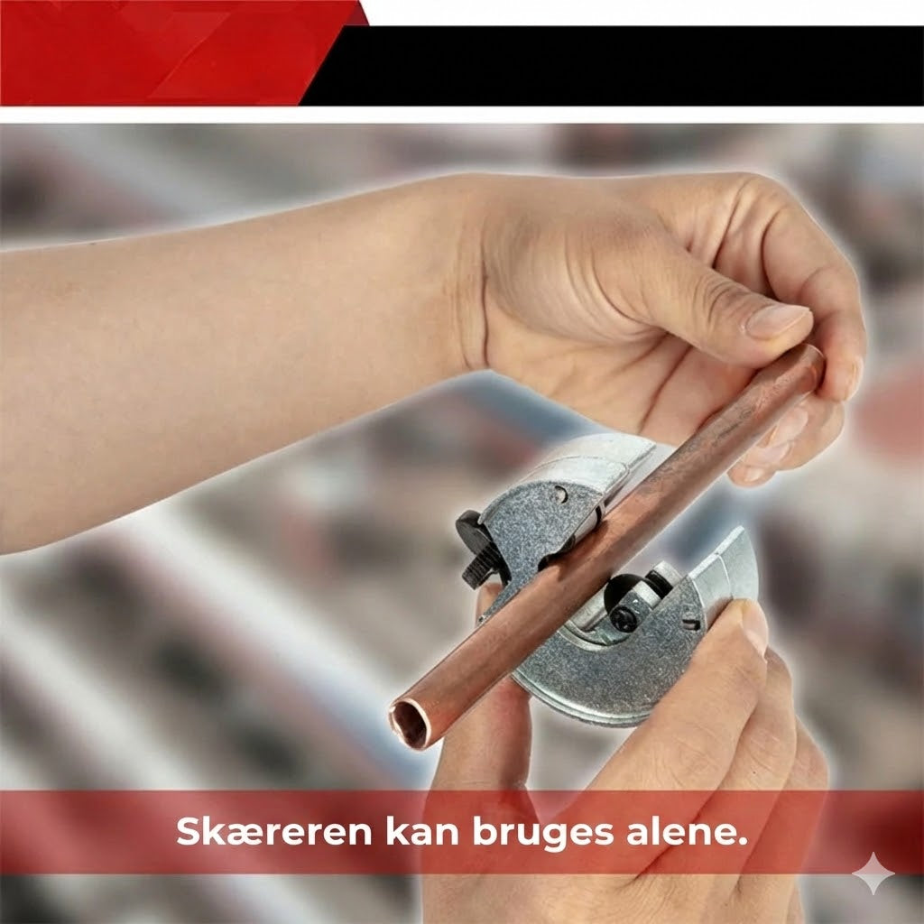 3-delt rørskærer med skralde mekanisme