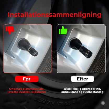 Luksus ventilhættesæt i kulfiberstil – Kulfiberlook – Universel til bil, motorcykel og cykel – Sporty hjulbeskyttelse – [4 stk.]