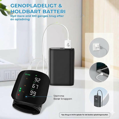 Digital håndledsblodtryksmåler – stort LED-display og hukommelse
