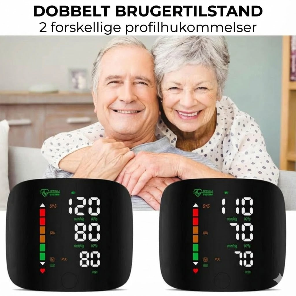 Digital håndledsblodtryksmåler – stort LED-display og hukommelse