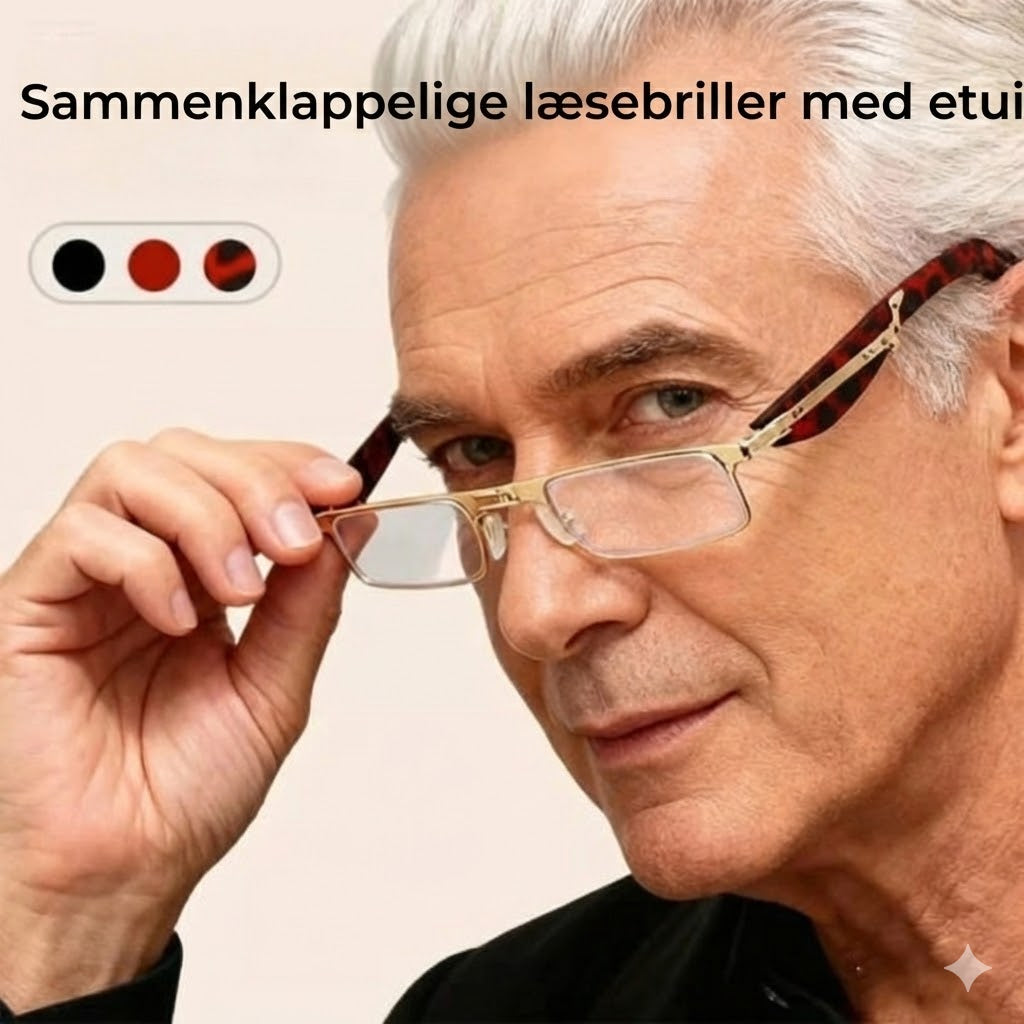 Sammenklappelige læse-/computer briller – blålysfilter – sammenklappelige (med etui)