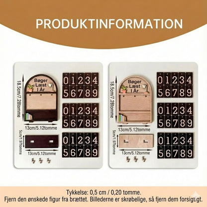 Bog Tæller i træ og læse-tracker – til læseudfordringer (op til 999)