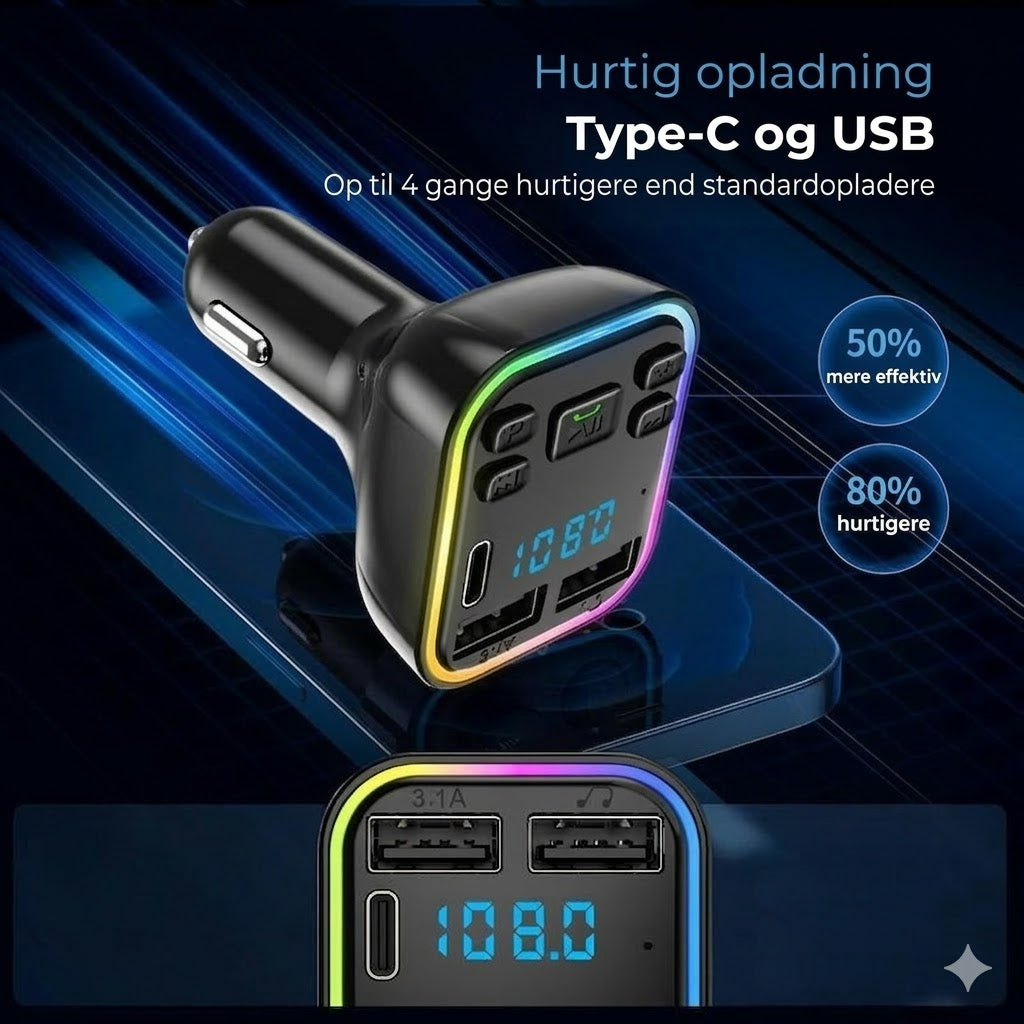 Bluetooth FM-adapter og billader