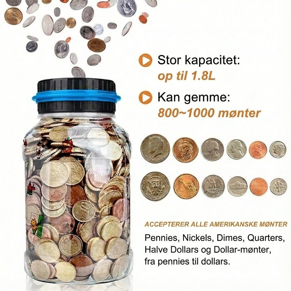 Elektronisk sparebøsse med automatisk tæller