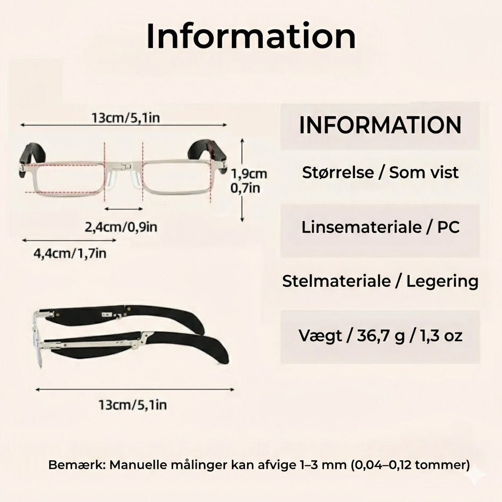 Sammenklappelige læse-/computer briller – blålysfilter – sammenklappelige (med etui)