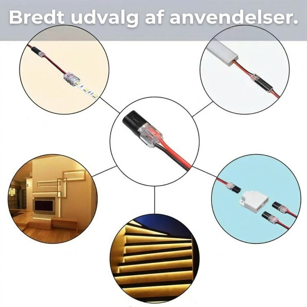 [20 stk] Hurtigkoblinger med lås – 2-polet stikforbindelse