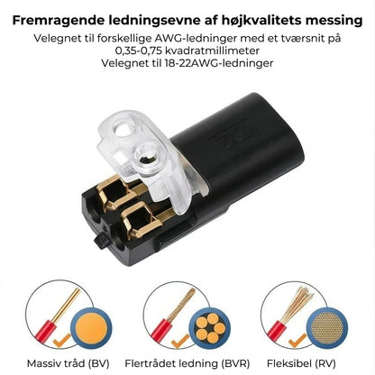 [20 stk] Hurtigkoblinger med lås – 2-polet stikforbindelse
