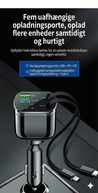 5-i-1 billader til for- og bagsæde – med forlængerkabel