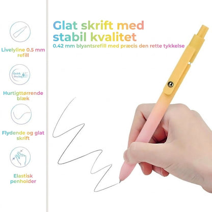 Luksus gelpennesæt (5 stk.) – Smukt gradientdesign – 0,5 mm hurtigtørrende blæk
