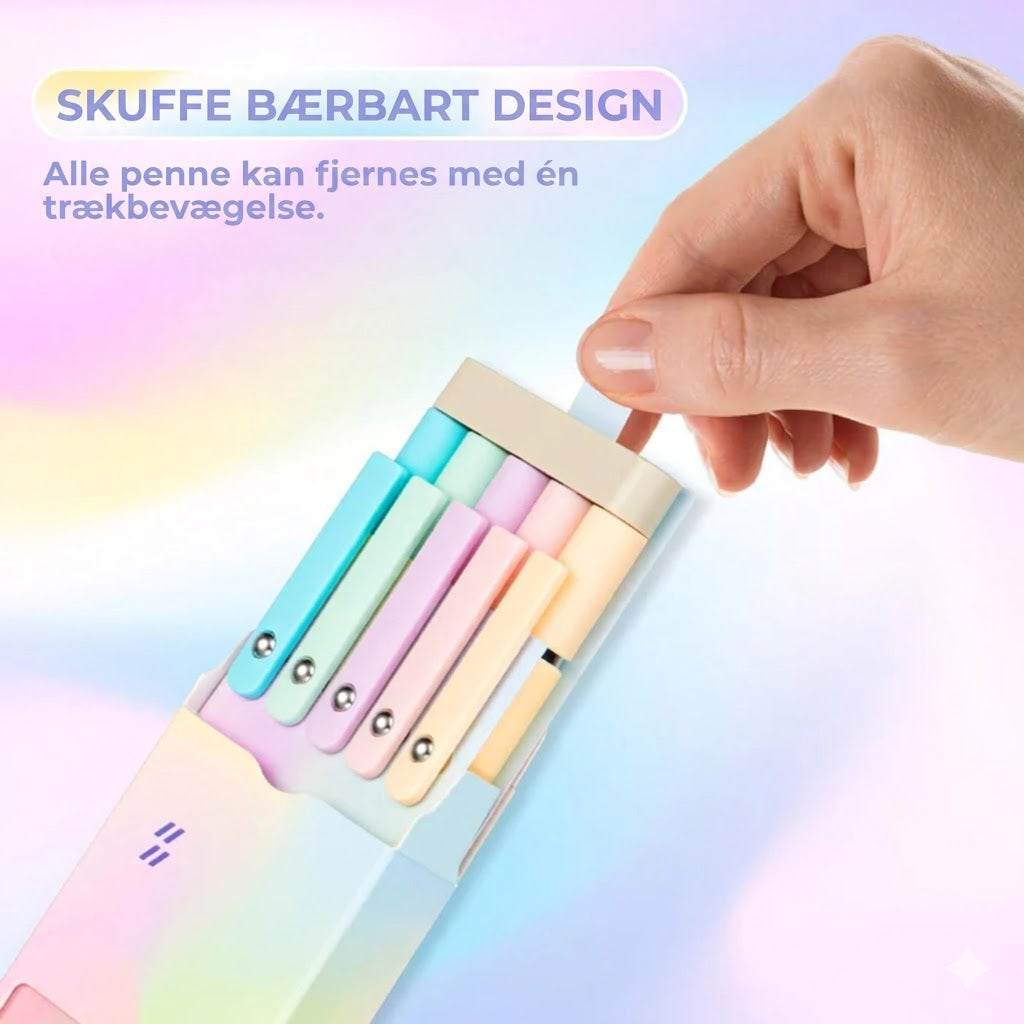 Luksus gelpennesæt (5 stk.) – Smukt gradientdesign – 0,5 mm hurtigtørrende blæk