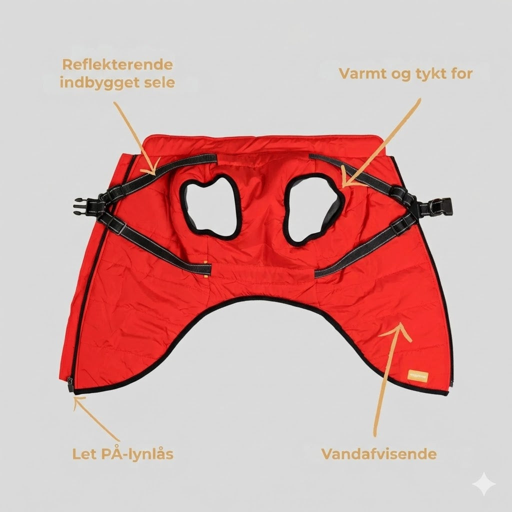 DoggyKings™ hundejakke med integreret sele – vandtæt og varm (3-i-1-design)