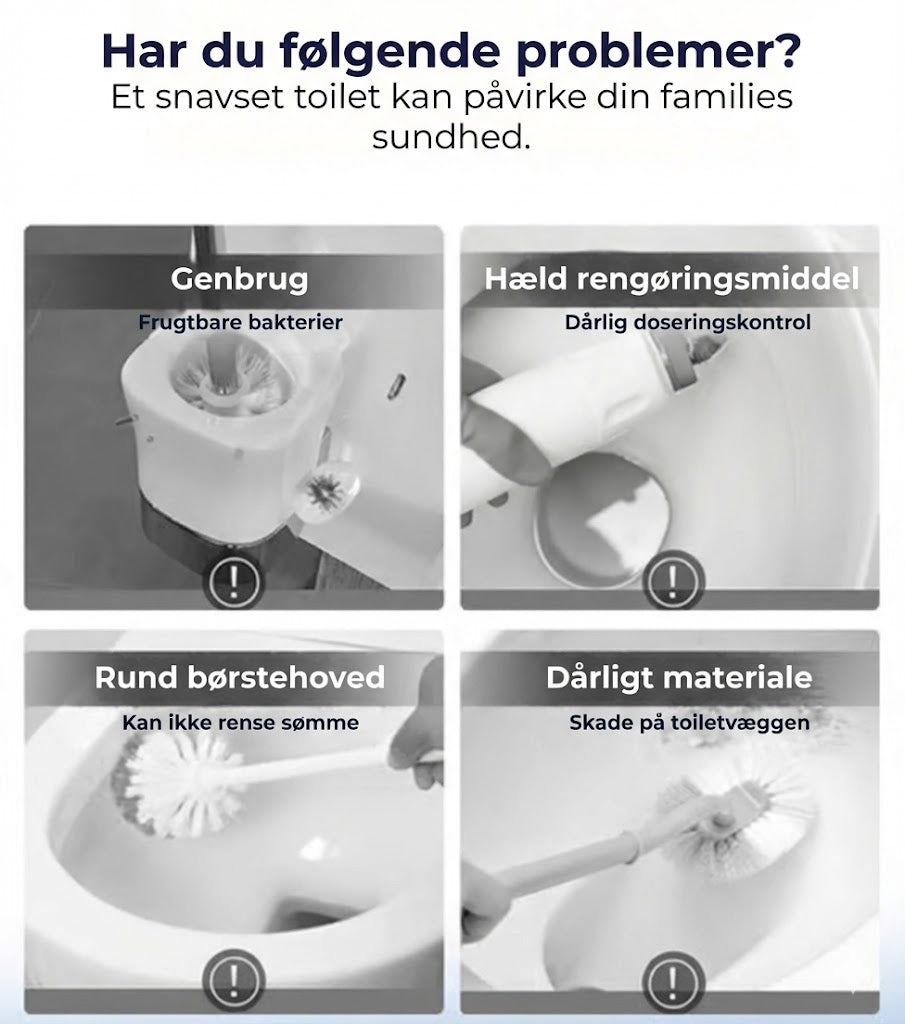 Hygiejnisk toiletbørste med engangssvampe – (6–36 duftende rengøringspuder)