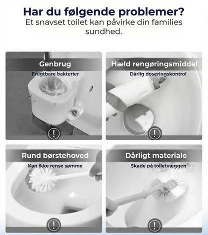 Hygiejnisk toiletbørste med engangssvampe – (6–36 duftende rengøringspuder)