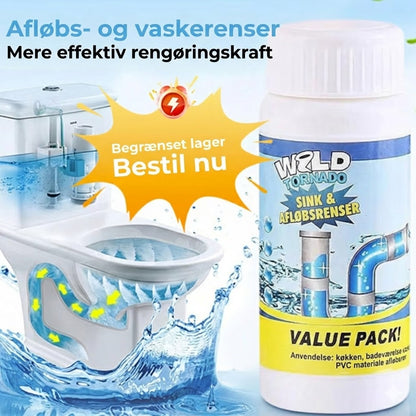 Kraftig afløbsrens – brusende pulver til vaske og badeværelser (forebygger tilstopninger)