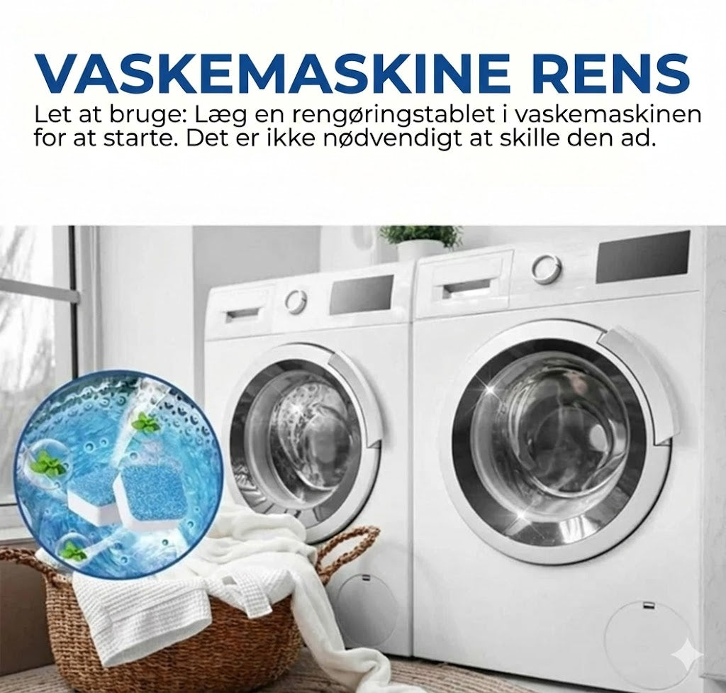 Rengøringstabletter til vaskemaskine – Fjerner kalk og lugt – Dybdegående rengøring – [12 stk.] – Universal