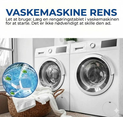 Rengøringstabletter til vaskemaskine – Fjerner kalk og lugt – Dybdegående rengøring – [12 stk.] – Universal