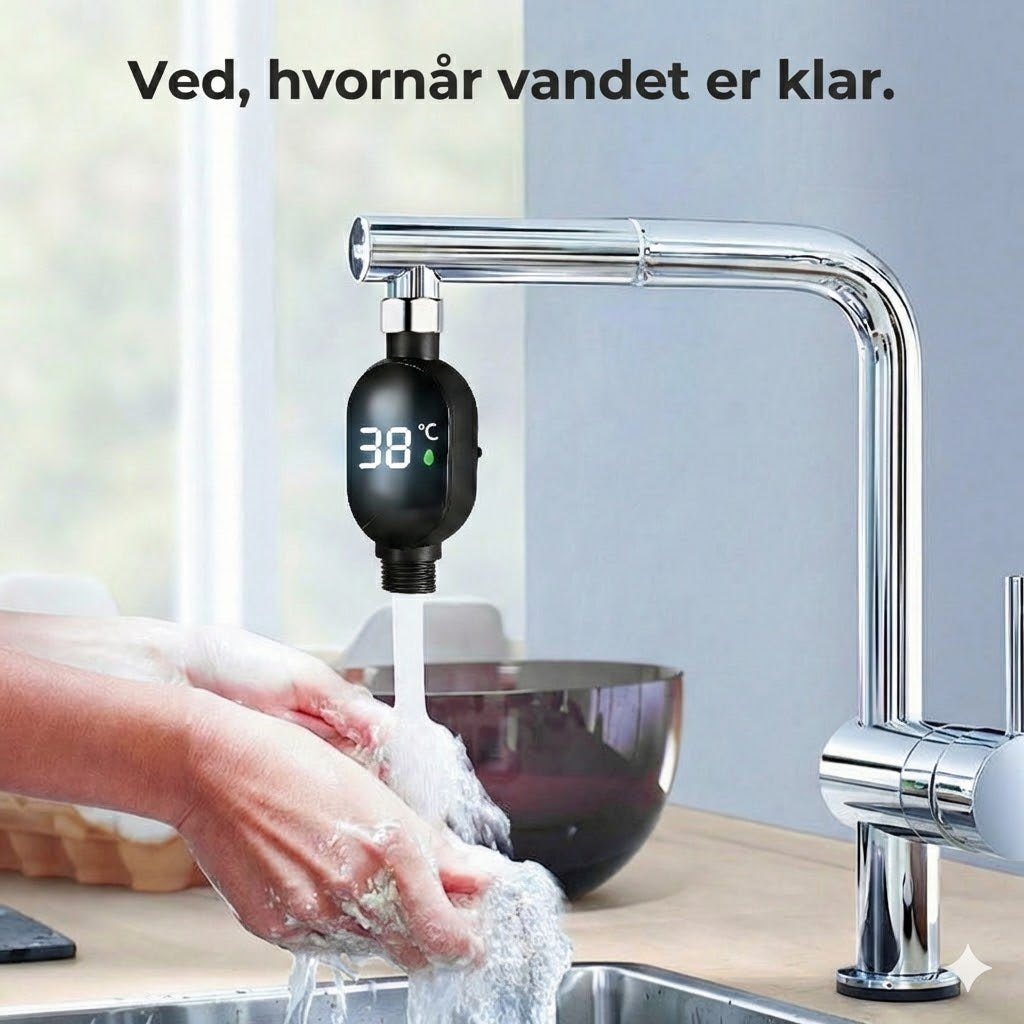 Digital brusetermometer – batterifri LED-vandtermometer (sikker for babyer og børn)