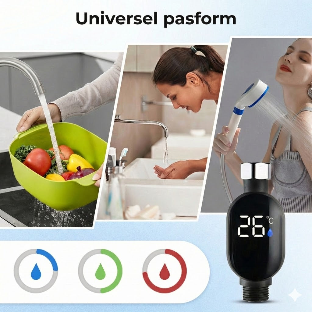 Digital brusetermometer – batterifri LED-vandtermometer (sikker for babyer og børn)