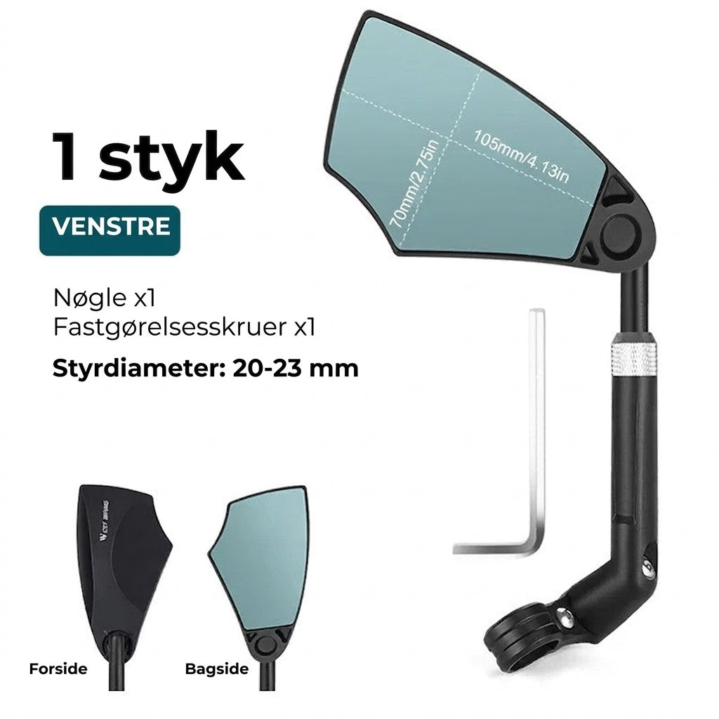 Justerbart bakspejl til cykelstyr – 360° udsyn