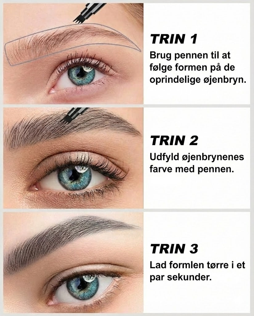Mikro-præcisions brynpen – vandfast med mikrogaffelspids – naturligt look