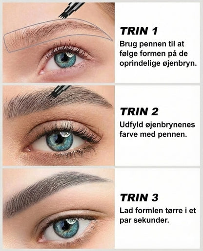 Mikro-præcisions brynpen – vandfast med mikrogaffelspids – naturligt look