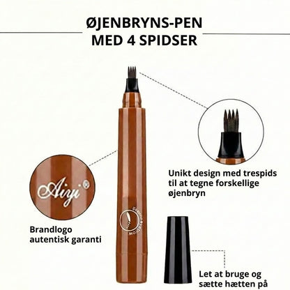 Mikro-præcisions brynpen – vandfast med mikrogaffelspids – naturligt look