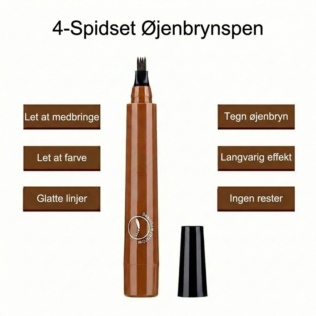 Mikro-præcisions brynpen – vandfast med mikrogaffelspids – naturligt look
