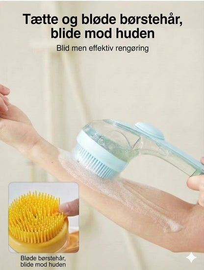 Hundebørste til bad med shampoo-dispenser
