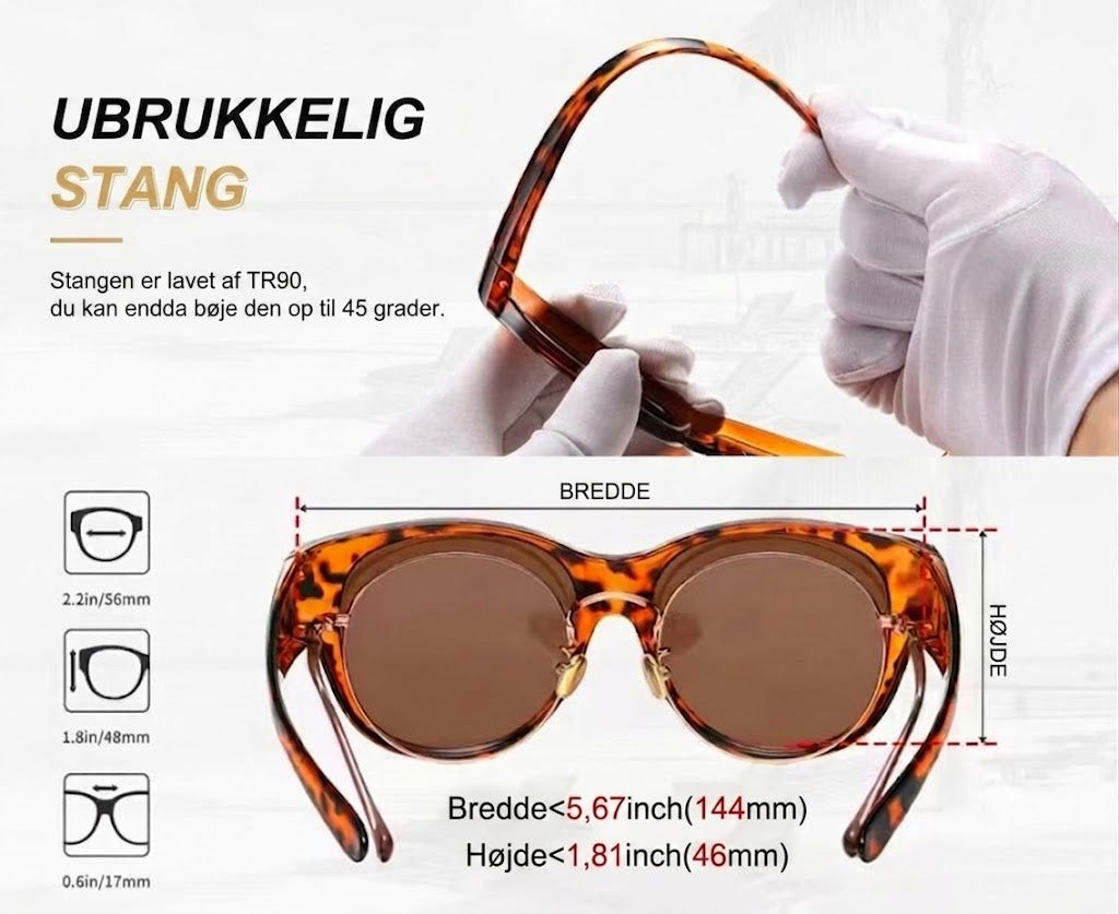 🕶 Nye oversize cat-eye solbriller – Polariserede glas & UV400-beskyttelse