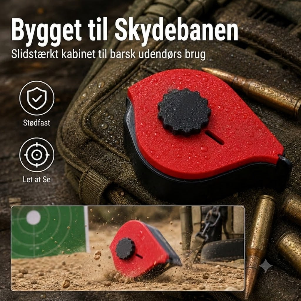 3D-printet klistermærkedispenser til skydebanemål / skydeskiver